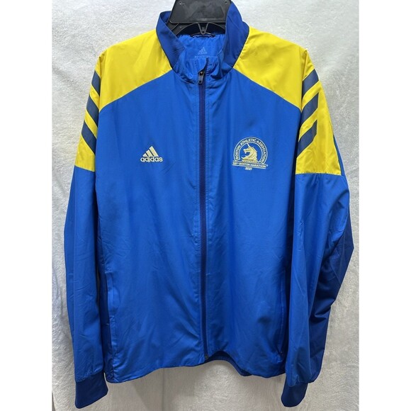 adidas Other - Adidas Boston Marathon 2021 Jacket Men’s M Blue Yellow Primeblue B.A.A. 26.2